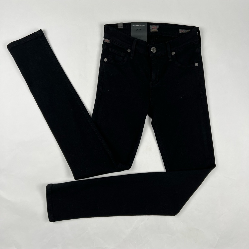 NWT Citizens of Humanity, Avedon Slick, Black Super Stretch Lo-Rise Skinny Sz 25 - Picture 2 of 13